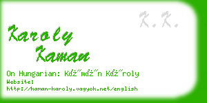 karoly kaman business card